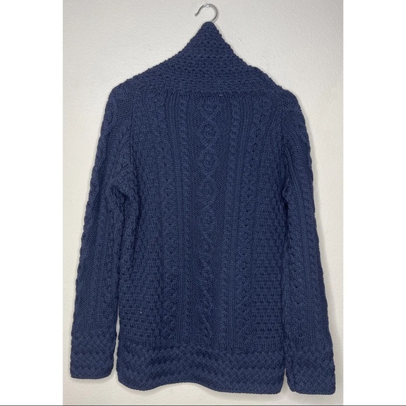 Caraig Donn Irish Merino Wool Fisherman Sweater Blue M - Picture 2 of 7